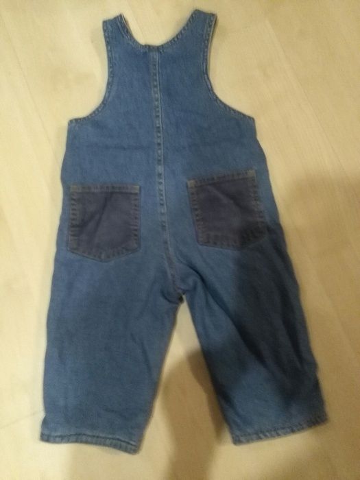 Jeansowe ogrodniczki ocieplane bawełnianą podszewką idealny stan