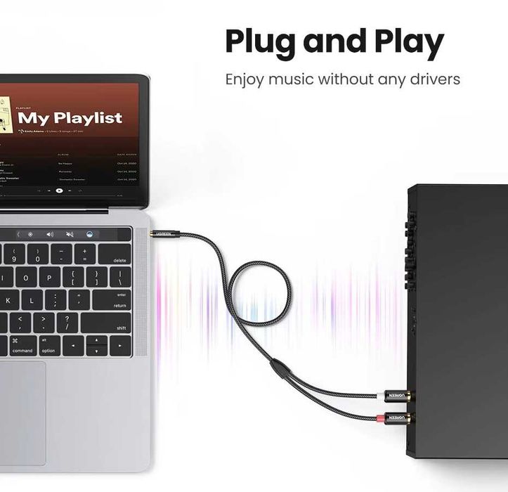 Kabel Przewód Audio Głośnikowy Aux 3,5 mm do 2RCA