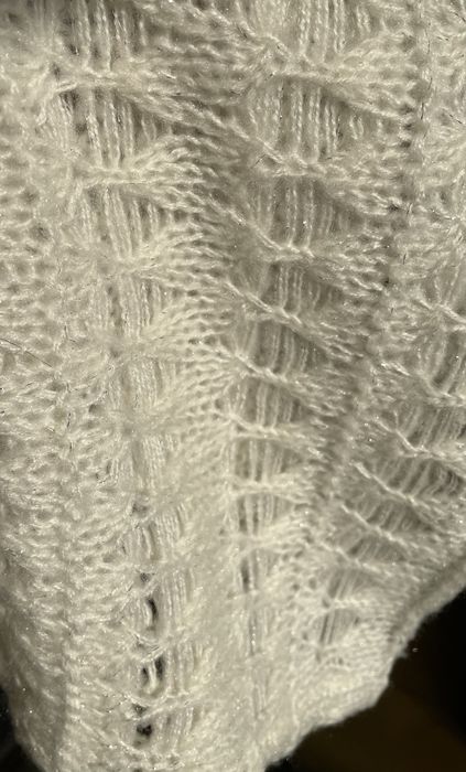 Komin wełniany szal moher 100% jasno kremowy ażurowy wzór