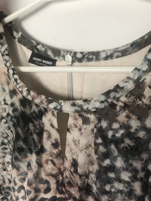 Elegancka krótka sukienka mini beżowa panterka Gerry Weber vintage