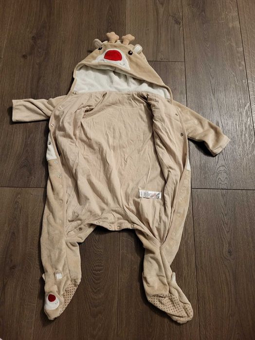 Kombinezon r. 80-86 polarowy ze stópkami renifer mięciutki jak nowy