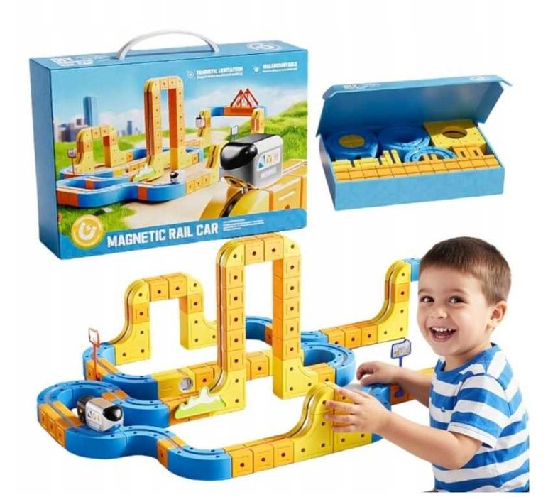 Антигравітаційна залізниця магнітний левітаційний поїзд Premium набір STEM DIY 360° ClickRail Cube Track зі швидкісним поїздом на акумуляторі 126 дет.