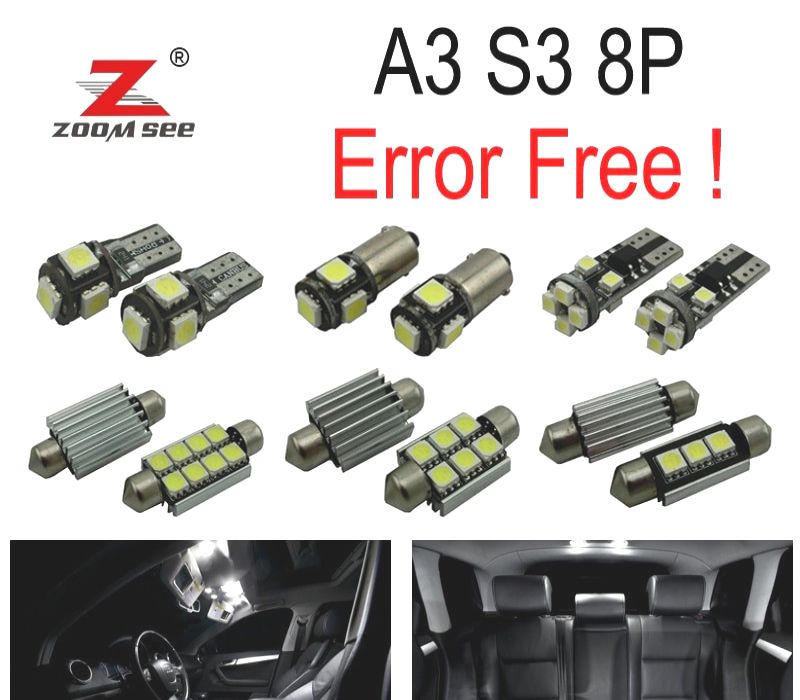 KIT COMPLETO DE 20 LÂMPADAS LED INTERIOR PARA 2003-2013 AUDI A3 S3 8 P 3 PUERTA Y 5 PUERTA SPORTBACK