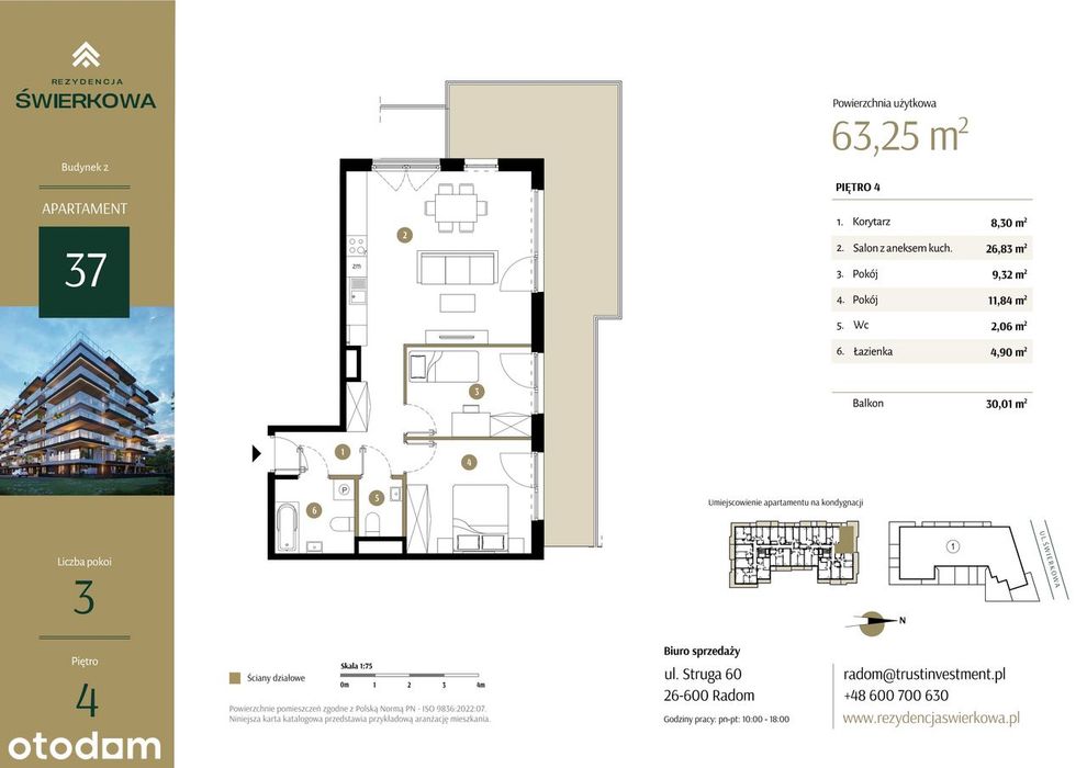 3-pokojowe mieszkanie 63m2 + balkon Bez Prowizji
