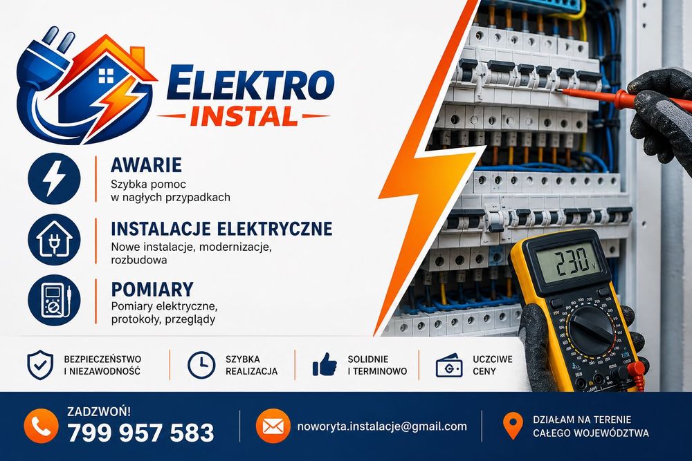 Elektryk – Instalacje Pomiary Awarie