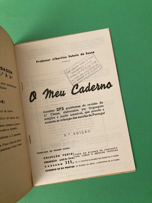Livro O Meu Caderno de Problemas 2ª Classe Albertino Rebelo de Sousa