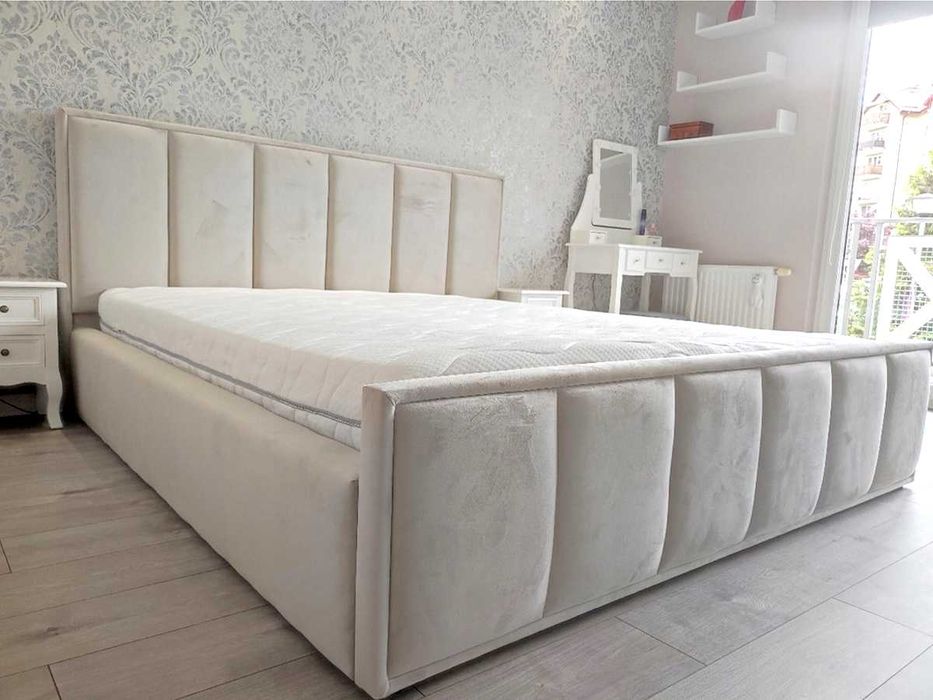 Wygodne Łóżko 2 Oparcia + Pojemnik + Stelaż + Rozmiary Kolory FANCY