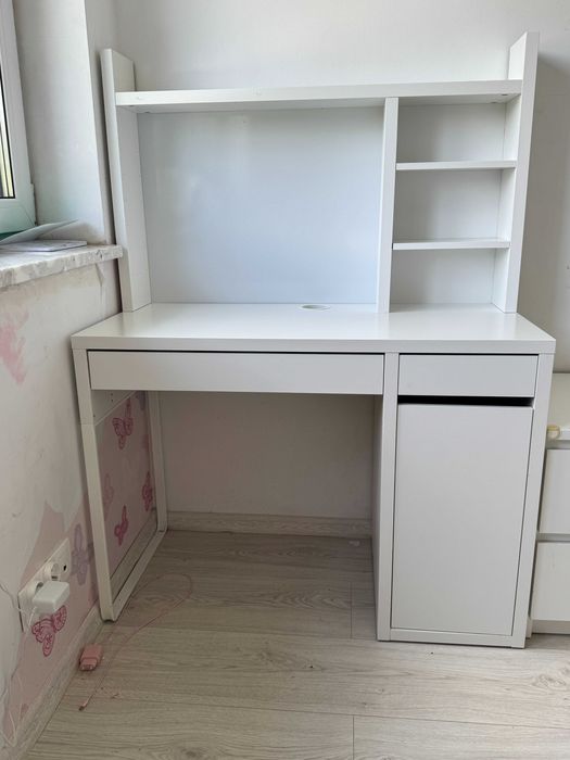 MICKE Biurko + nadstawka, biały, 105x50 cm IKEA