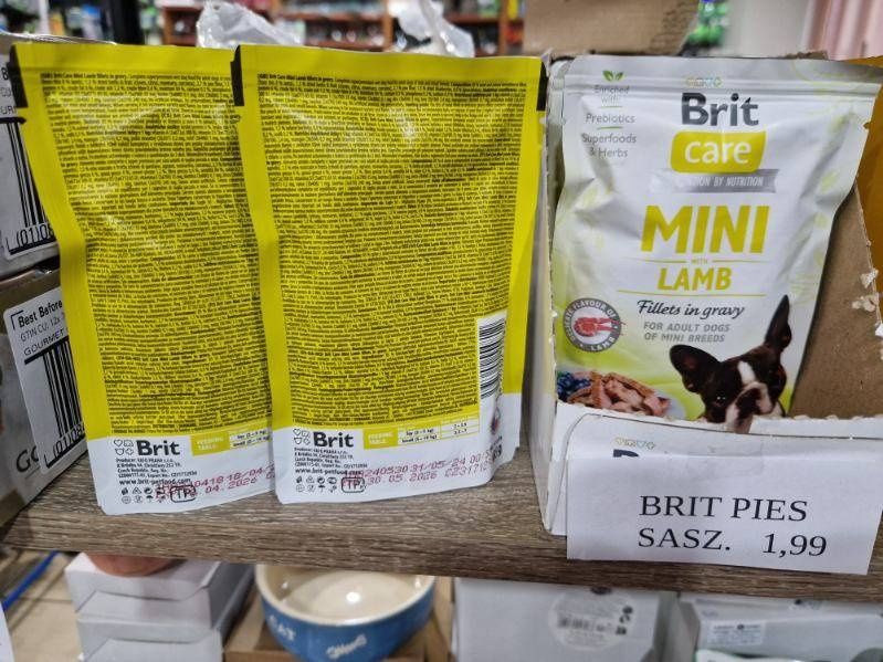 Brit Care Mini 20x 85g, Saszetki Lamb Fillets Gravy Pokarm Karma Pies