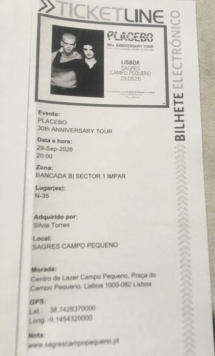 Bilhetes concerto Placebo Lisboa
