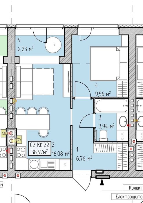 Дуже Терміново!Готова 1к квартира 39м2 в зданому будинку. Мінімал. оф.