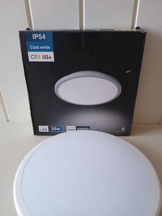 Lampa sufitowa okrągła, białe zimne światło