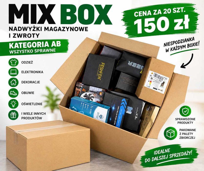 MIX BOX 20 szt. Nadwyżki Magazynowe Zwroty Kategoria AB Towar Mix