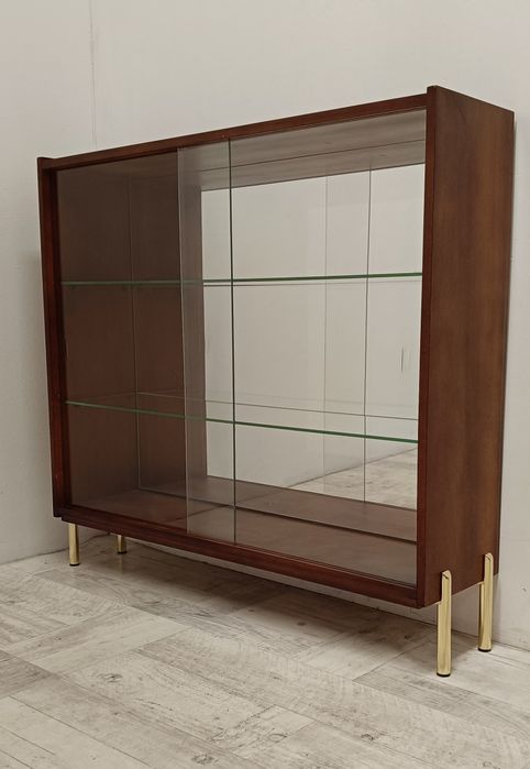 komoda przeszklona witryna PRL Design vintage półka