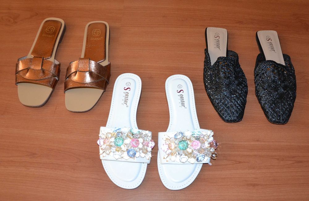 3 pary klapek DAMSKICH miedziane czarne białe 1PARA NOWA ROZM 39 SUPER