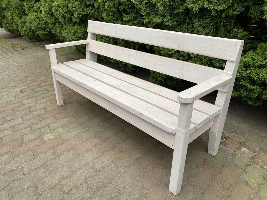 Ławka ogrodowa drewniana jasna biała