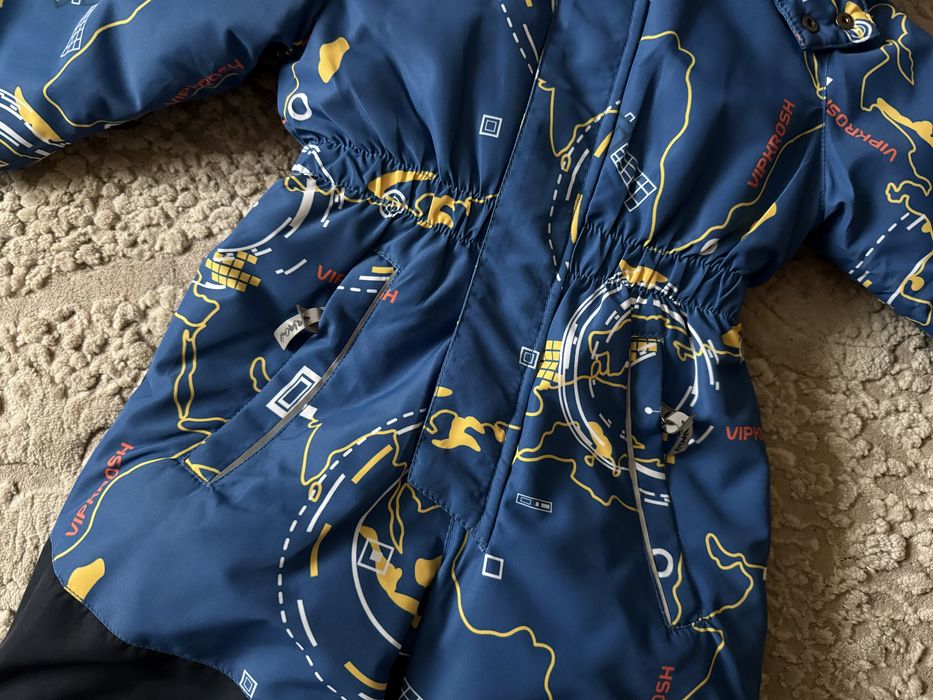 Зимовий дитячий суцільний термо комбінезон для/на хлопчика 116-122