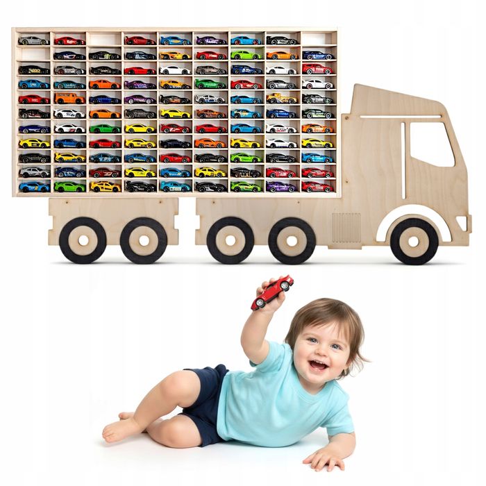 Półka Na Resoraki Autka Samochodziki Na Ścianę 80 Miejsc + TIR