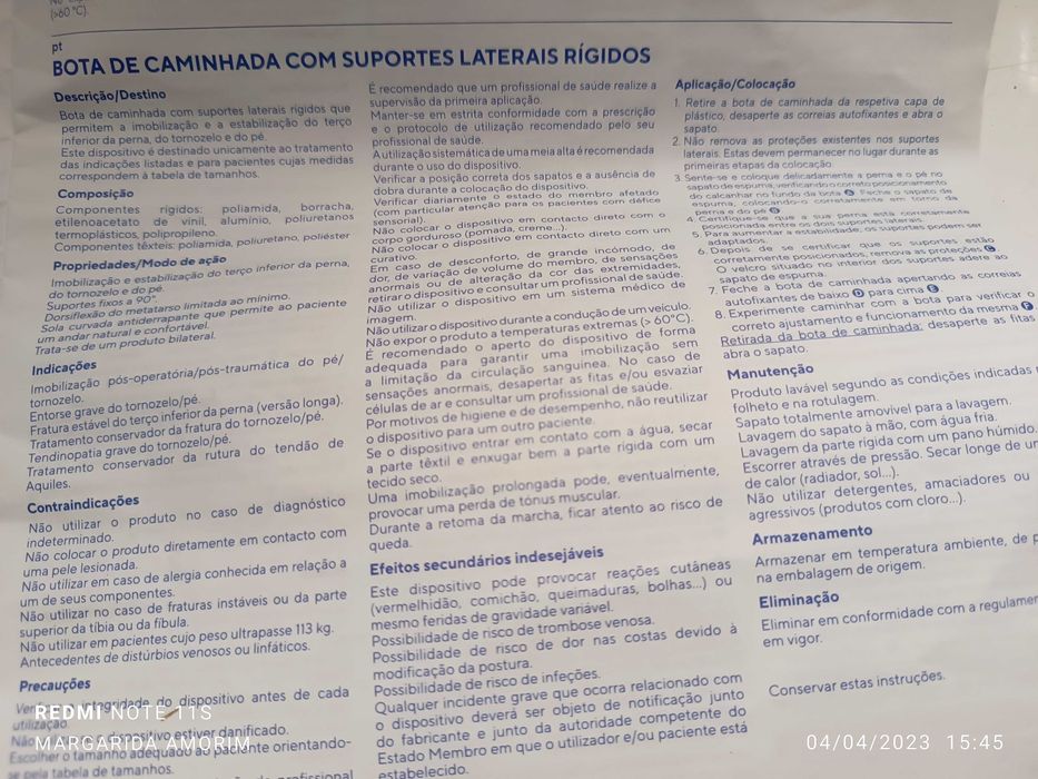 Bota de Caminhada nova com suportes rígidos (Ortopedia)