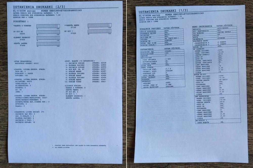 Drukarka WiFi, duplex, laserowa BROTHER HL-6180DW stan bdb