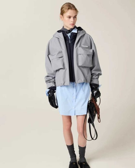 Блузон Miu Miu Tec Canvas Blouson Steel Gray