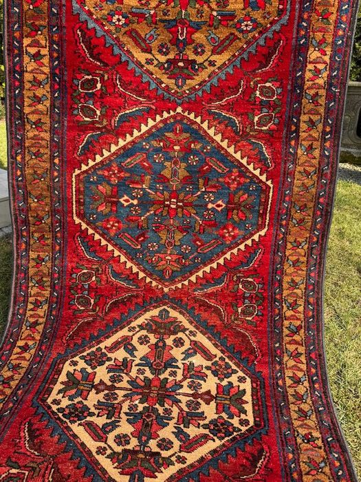 Antyczny vintage r.tkany chodnik dywan perski Heriz 340x105 gal 10 tyś