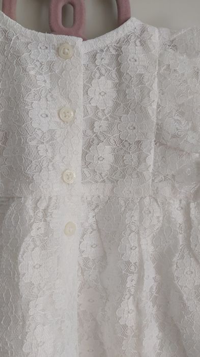 Vestido menina renda branco 9/12M