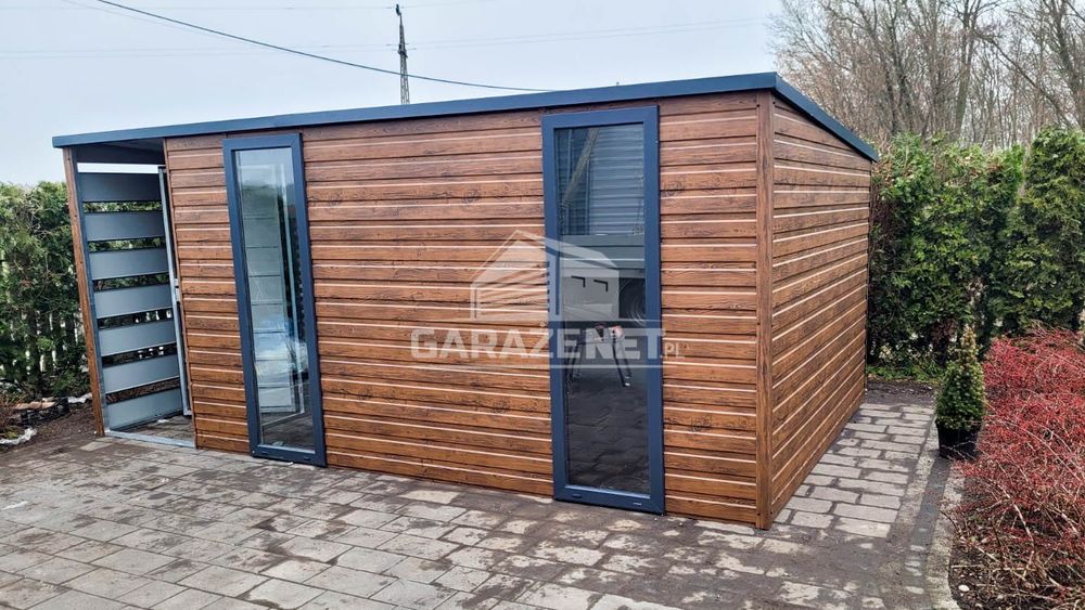 SCHOWEK DOMEK OGRODOWY 4,5X2,5 m + Wiata 1,5X2,5 Drzwi 2X Okno GB414