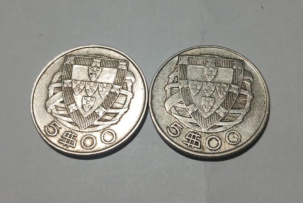 2 moedas 5 escudos 1946/1948
