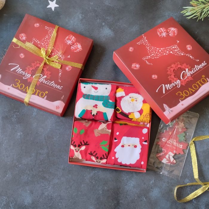 Новорічний подарунковий набір шкарпеток, новогодний набори носков