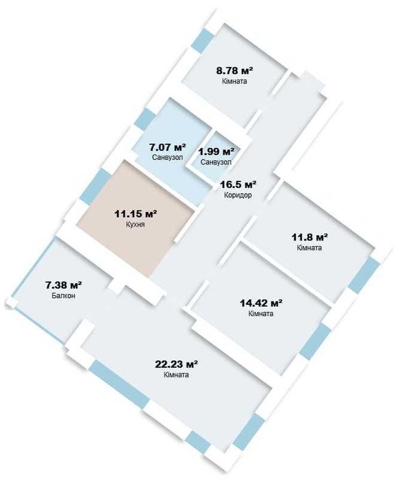 Трикімнатна квартира в ЖК Краківський_M