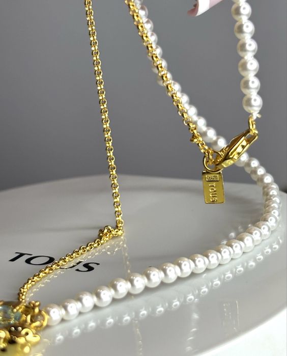 TOUS naszyjnik Bold Bear perły srebro 925