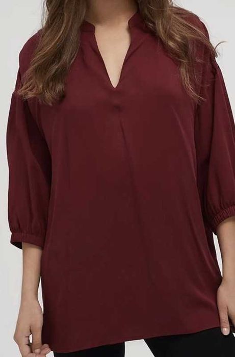 Bordowa oversize koszula Diverse dekolt V rozm. XS