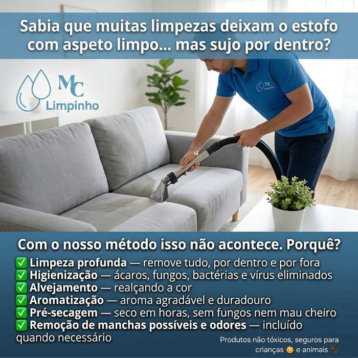 Limpeza e higienizaçao de estofos e tecidos
