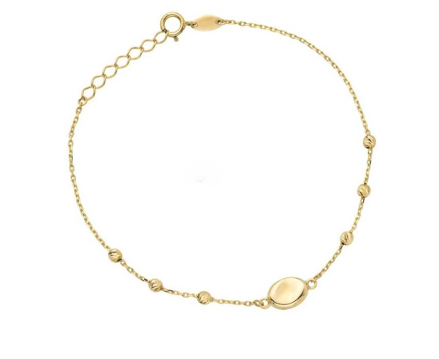 WYPRZEDAŻ 450zł/g 585 Złota Bransoletka z kulkami i Owalem