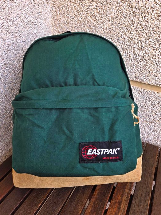 Mochila backpack Eastpak Made in USA leather couro pele anos 90 RARA