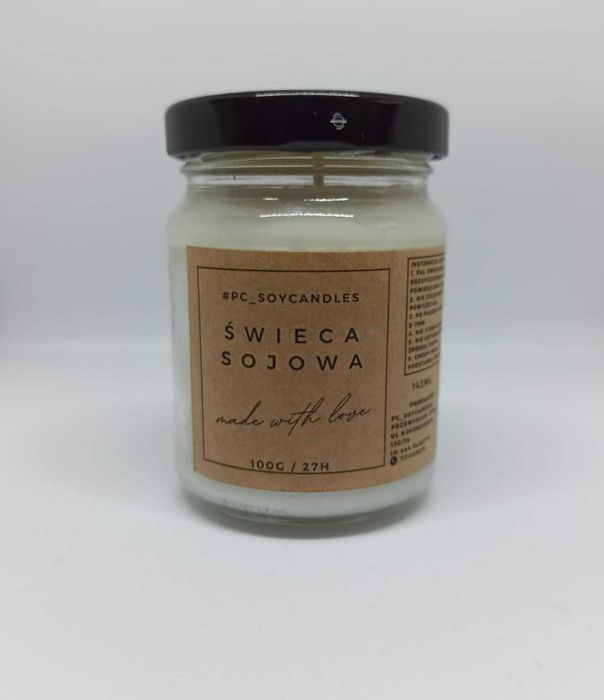 Świeczka sojowa bezzapachowa 143mll 27h Świeca w Słoiku Naturalna