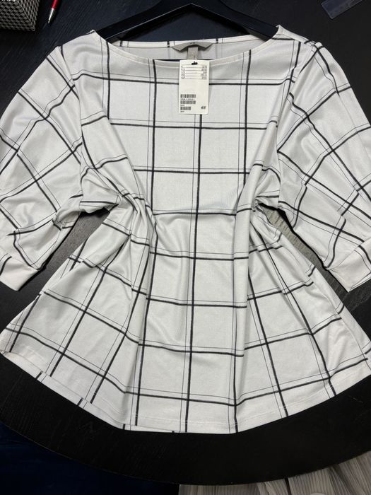 Hm H&M bluzka elegancka z bufiastymi rękawami w paski