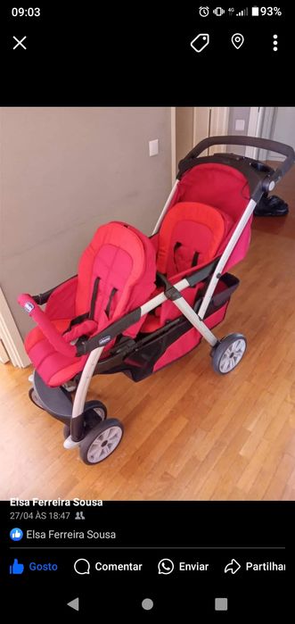 Carrinho de gêmeos pouco usado,como novo