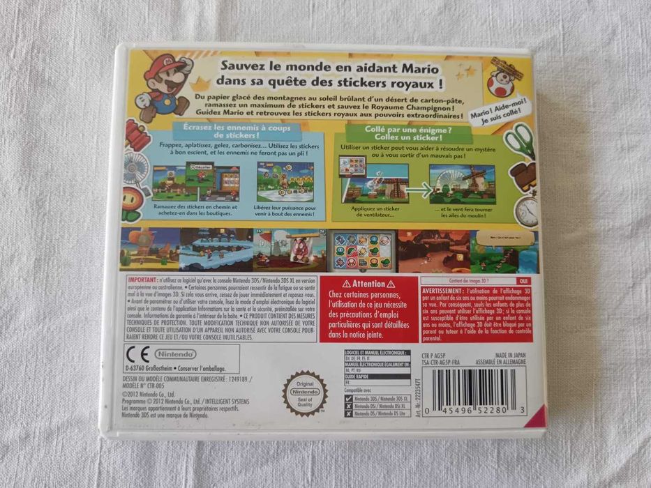 Paper Mario: Sticker Star (3DS, PAL FR) – Caixa, Manual e Cartão Club Intacto