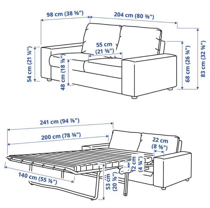 Sofá-cama 2lug, c/braços largos/Gunnared bege