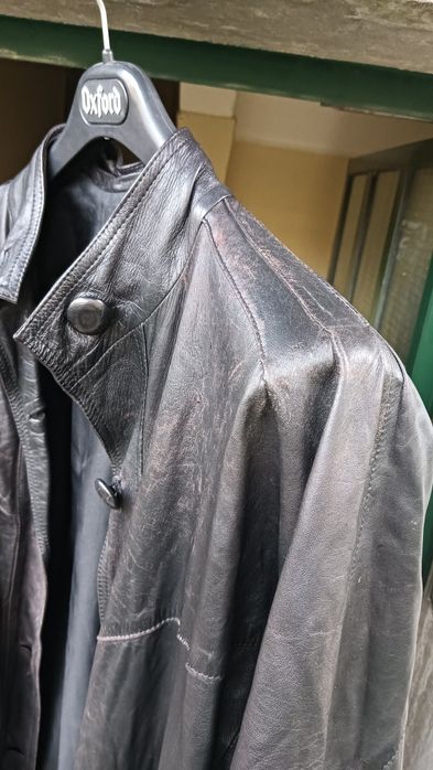 Trench Coat longo vintage em couro