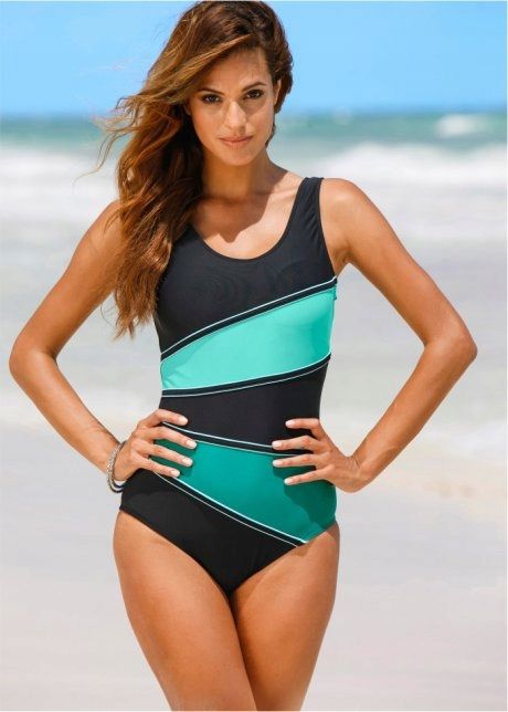 B.P.C kostium jednoczęściowy czarno-turkusowy ^48