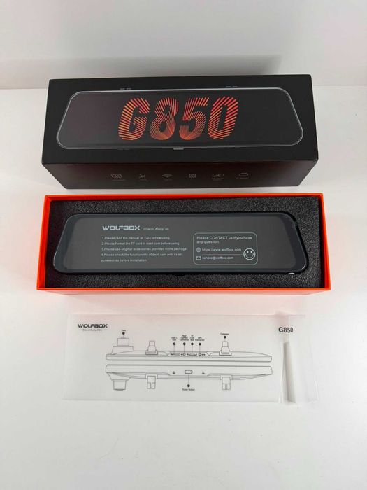WOLFBOX G850 Kamera Samochodowa Lusterko 4K Przód Tył GPS WiFi