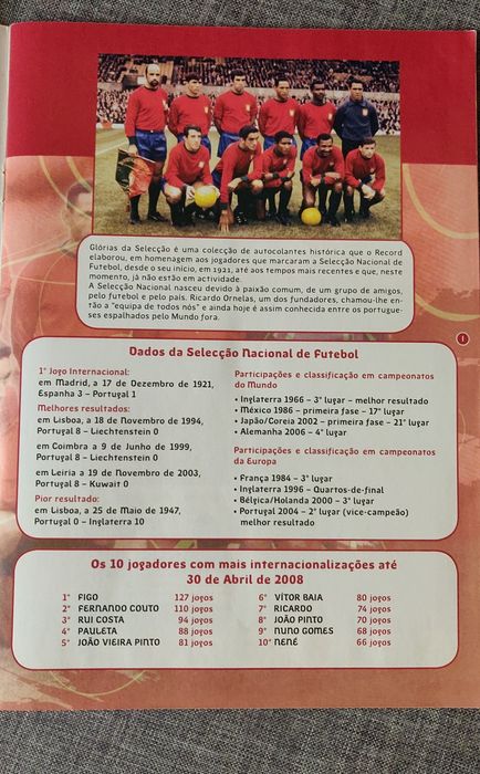 Caderneta Álbum Glórias da Seleção