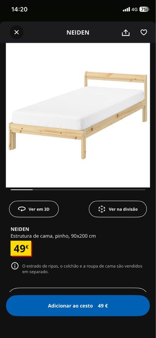 Cama solteiro completa
