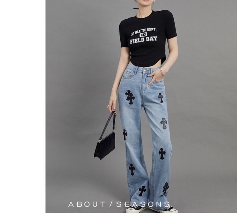 Джинсы в стиле Chrome Hearts