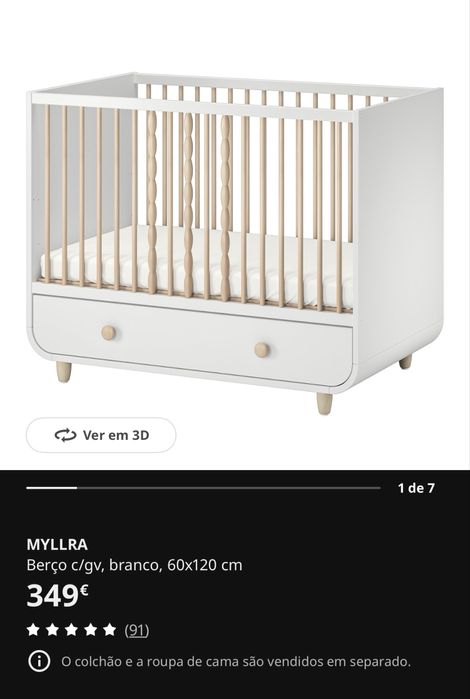 Berço Ikea Myllra verde água