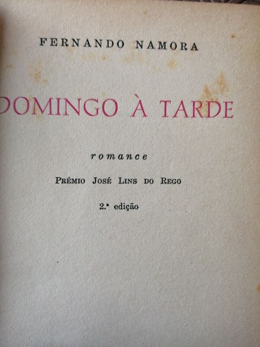 livro Domingo a Tarde - Fernando Namora