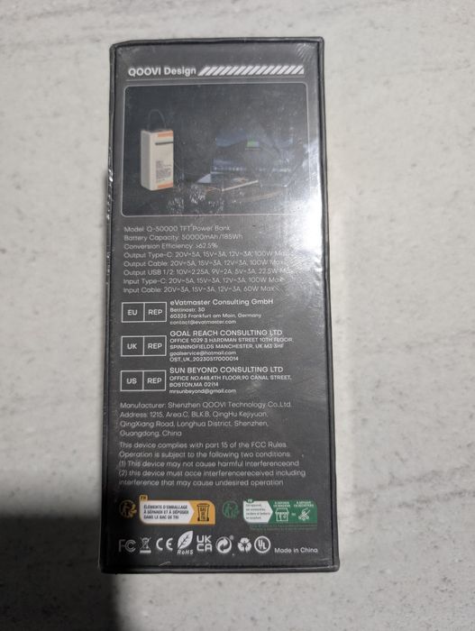 Потужний Power Bank 100W QOOVI — Зарядка для ноутбука і не тільки